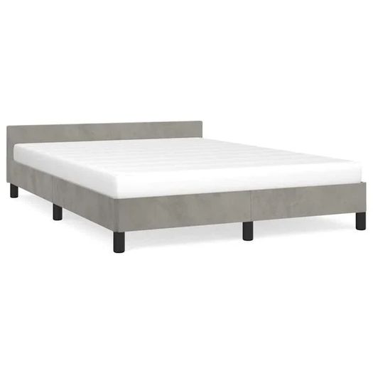 Bed Frame without Mattress Light Grey 135x190cm Double Velvet