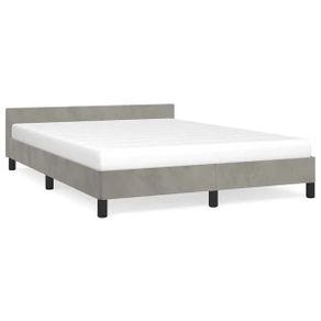 Bed Frame without Mattress Light Grey 135x190cm Double Velvet