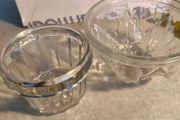 Vintage 2 Victorian Glass Jelly Moulds one have a chip.