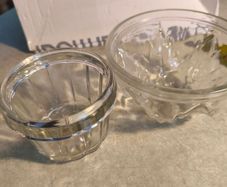 Vintage 2 Victorian Glass Jelly Moulds one have a chip.