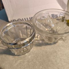 Vintage 2 Victorian Glass Jelly Moulds one have a chip.