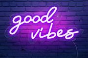 NEW SALE | Good Vibes Neon Sign,Neon Light Powered by USB with Switch, Ice Blue Led Neon Light Sign for Bedroom,Wall Decor,Game Room,Party, Bar Decor