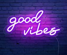 NEW SALE | Good Vibes Neon Sign,Neon Light Powered by USB with Switch, Ice Blue Led Neon Light Sign for Bedroom,Wall Decor,Game Room,Party, Bar Decor