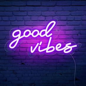 NEW SALE | Good Vibes Neon Sign,Neon Light Powered by USB with Switch, Ice Blue Led Neon Light Sign for Bedroom,Wall Decor,Game Room,Party, Bar Decor