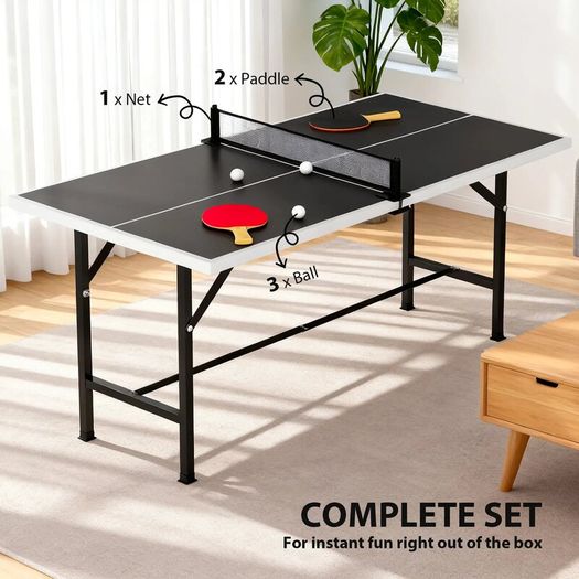 Mini Foldable Ping Pong Table with Net, 2 Paddles & 3 Balls fo