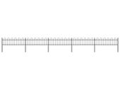 Garden Fence with Hoop Top Steel 8.5x0.6 m Black