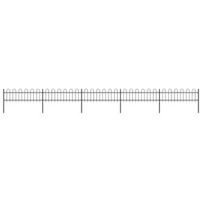 Garden Fence with Hoop Top Steel 8.5x0.6 m Black