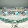 Silver bracelet Larimar & Neon Apatite Cluster Bracelet Image 4