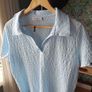 ladies blue crinkles short sleeve shirt Image 3