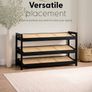 3 Tier Bamboo and Rattan Shoe Organiser Rack  Eco Friendly, Durable, Easy Assembly Compact Design for Entryway, Closet, or Hallway  Stylish and Functional Storage Black and Natural Image 5