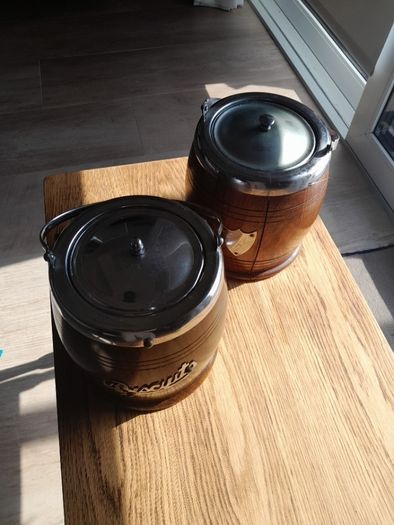 Art Deco Oak Storage Barrells x 2