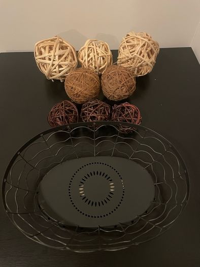IKEA bundle 3 x decorative natural wicker rattan balls sticks and decor 8 rattan balls in IKEA basket