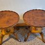 Pair of Antique Style Burr Yew Wood Wine Tables Image 2