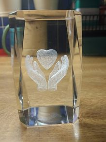 Two  3D Glass Paperweights