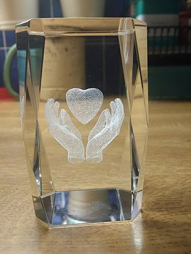 Two  3D Glass Paperweights