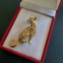 Cheetah Brooch Jaguar Bange Pin Gold Tone Green Eyes Cat Family Broach Jungle Jewellery Image 4