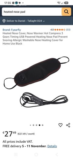 Anti allergy heated nose pad