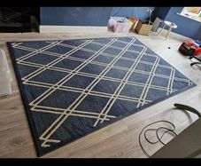 3 x 2 metres navy and white rug