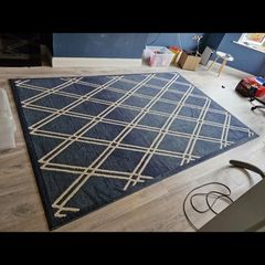 3 x 2 metres navy and white rug