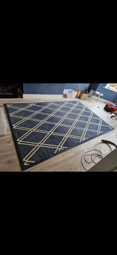 3 x 2 metres navy and white rug