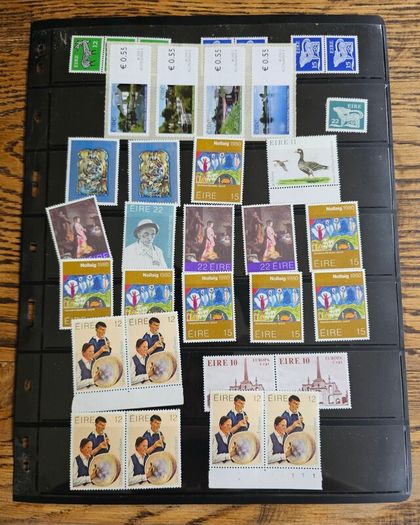 Ireland Page of Mixed Stamps Most Mint Condition few Used See Pictures 2 Sides of Holder
