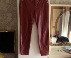 Zara Red  Leatherette Trousers Size 14