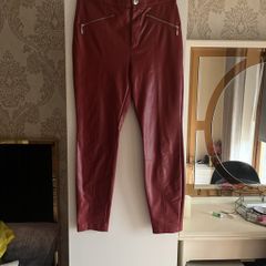 Zara Red  Leatherette Trousers Size 14