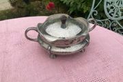 Pewter sugar bowl with glass insert
