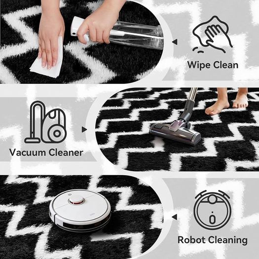 Rugs Living Room 160x230cm- Fluffy Shaggy Area Rugs for Bedroom - Large Anti Slip Carpet - Washable Modern Floor Carpets