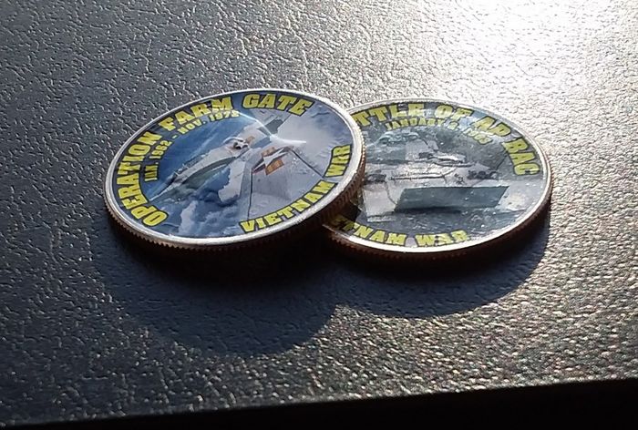 Vietnam War Coin Collection - (2) Painted US Kennedy Half Dollar Coins