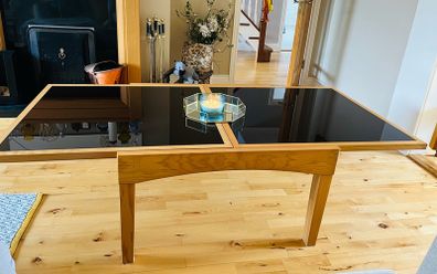 Glass/pine coffee Table