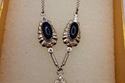 Vintage sterling silver necklace lapiz lazuli
