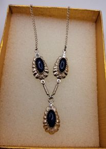 Vintage sterling silver necklace lapiz lazuli