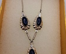 Vintage sterling silver necklace lapiz lazuli