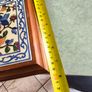Vintage French Wood and Ceramic Tile Trivet, Floral Ceramic Hot Pot Stand Image 3