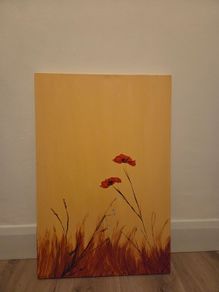 canvas painting,  Golden poppies