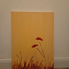 canvas painting,  Golden poppies