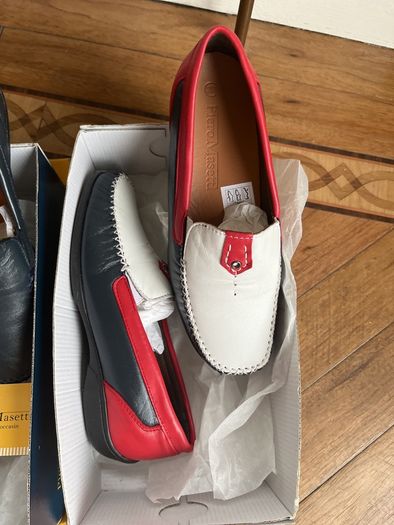 Ladies Unworn 2 Pairs Porto Maserati Leather Moccasin Size 38 Shoes