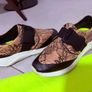 Christopher Kane Lace Pattern Sneakers in Beige Leather Brown Image 3