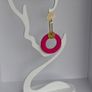 Fuchsia Pink Marbled Cream Asymmetrical Geometric Earrings Image 3