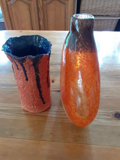 Glass and pottery.