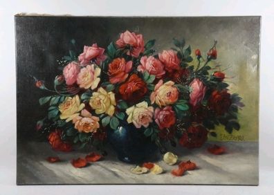 Stunning large still life oil painting
