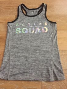 Girls Grey Racer Back Sports Top Age 12-14