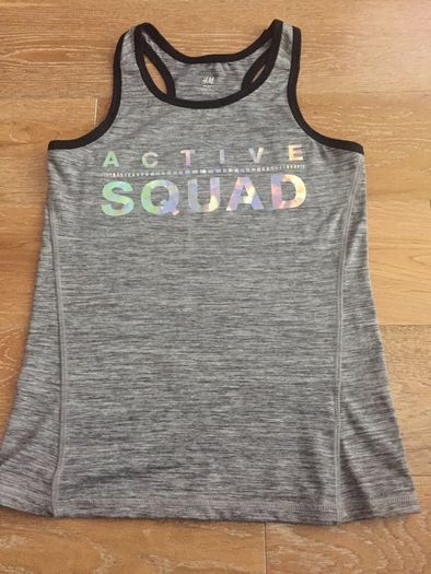 Girls Grey Racer Back Sports Top Age 12-14