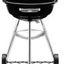 BBQ Grill with Porcelain-Enamelled Lid & Bowl, Tripod Stand & Wheels, Chromed Grill Grate Black Image 2