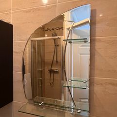 Contemporary Bathroom Mirror with 3 Glass Shelves 50 x 70cm