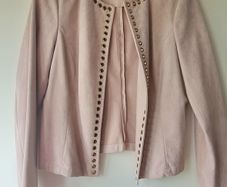 Pink Faux Suede Crop Jacket