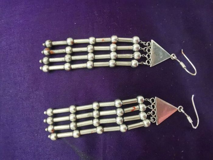 Long silver earrings