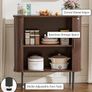 Buffet Storage Cabinet for Living Room, Kitchen Cupboard with Tambour Sliding Door, Storage Unit for Modern Home Dinning Room,Walnut Image 2
