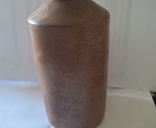 Antique stoneware ink bottle with salt glaze finish and pouring spout